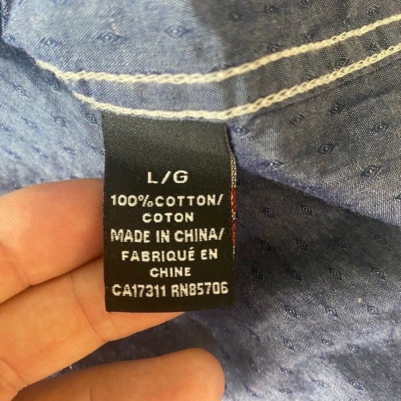 Buffalo David Bitton Men's Navy Jacquard Allover Houndstooth SS Button Shirt L - Picture 6 of 10